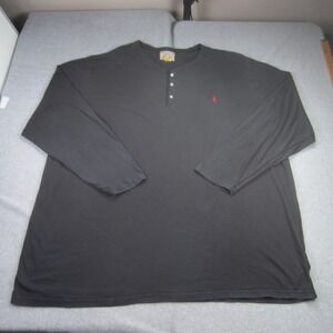 Polo Ralph Lauren Shirt Mens 4XLT Black Classic Fit Long Sleeve Henley Red Pony